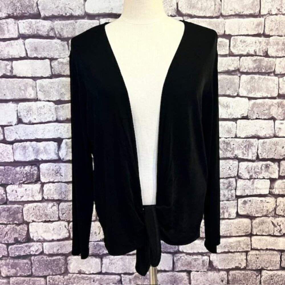 Chico's Travelers Black Tie Front Cardigan Sweater Size Large